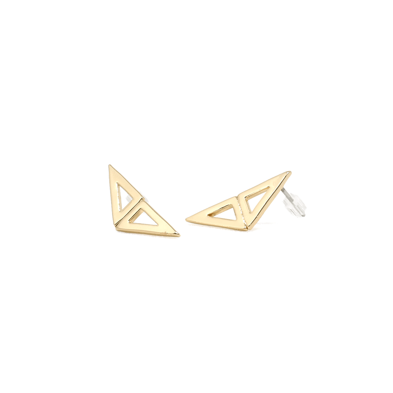 Double Triangle Cutout Stud Earrings - Modern Jewelry - MOORTOWN.