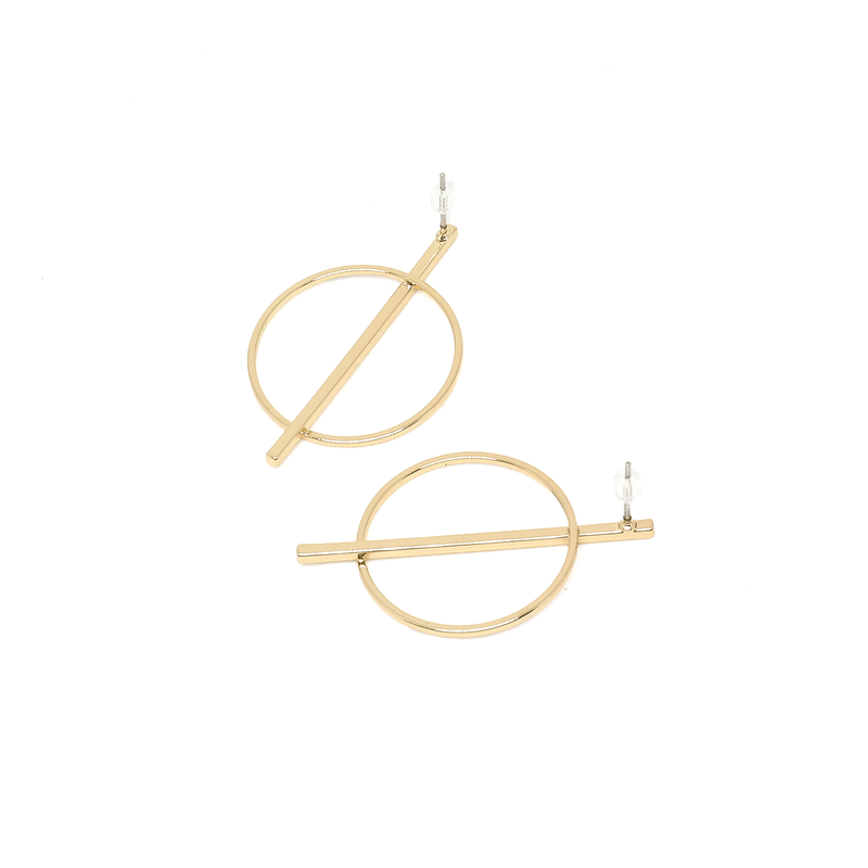 Large Circle and Bar Earrings - Modern Jewelry - MOORTOWN.