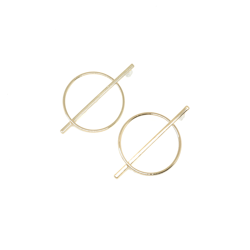 Large Circle and Bar Earrings - Modern Jewelry - MOORTOWN.