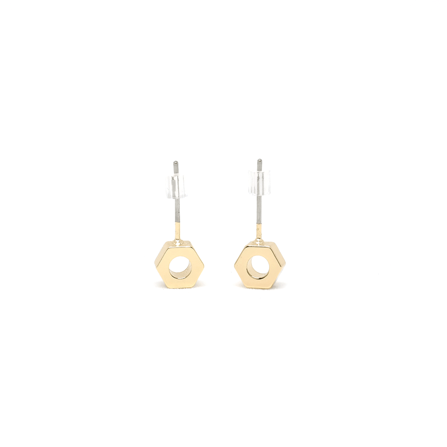Horizontal Hex Nut Stud Earrings - Modern Jewelry - MOORTOWN.