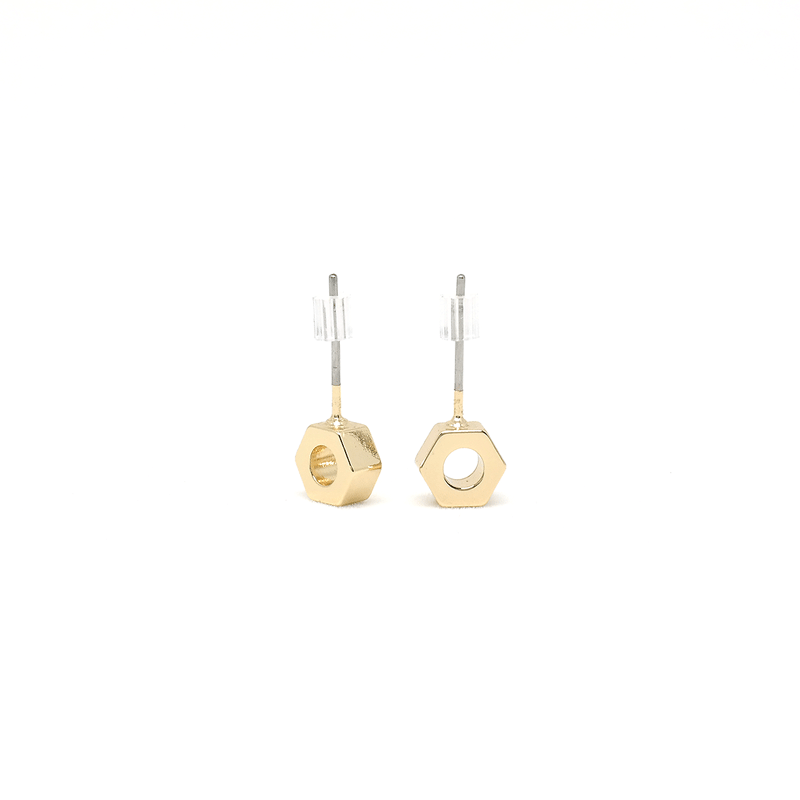 Horizontal Hex Nut Stud Earrings - Modern Jewelry - MOORTOWN.