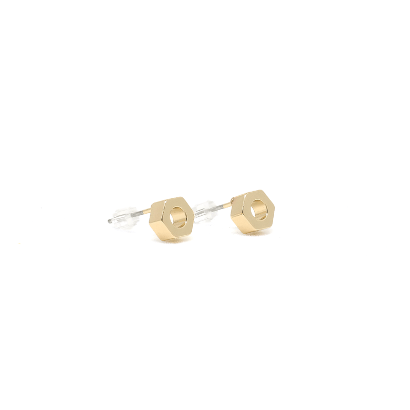 Vertical Hex Nut Stud Earrings - Modern Jewelry - MOORTOWN.
