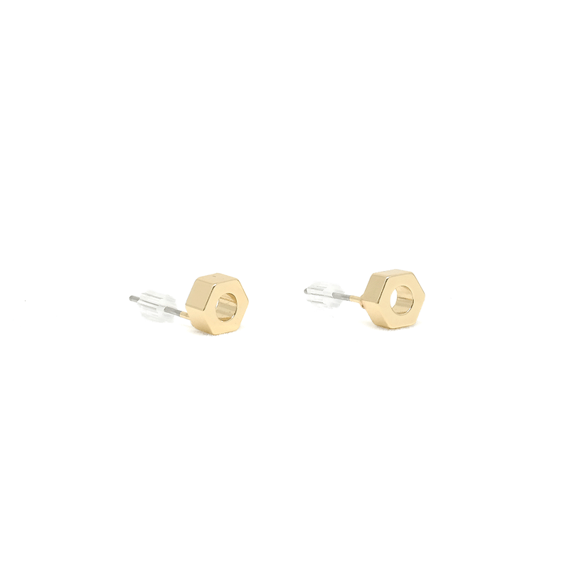 Vertical Hex Nut Stud Earrings - Modern Jewelry - MOORTOWN.
